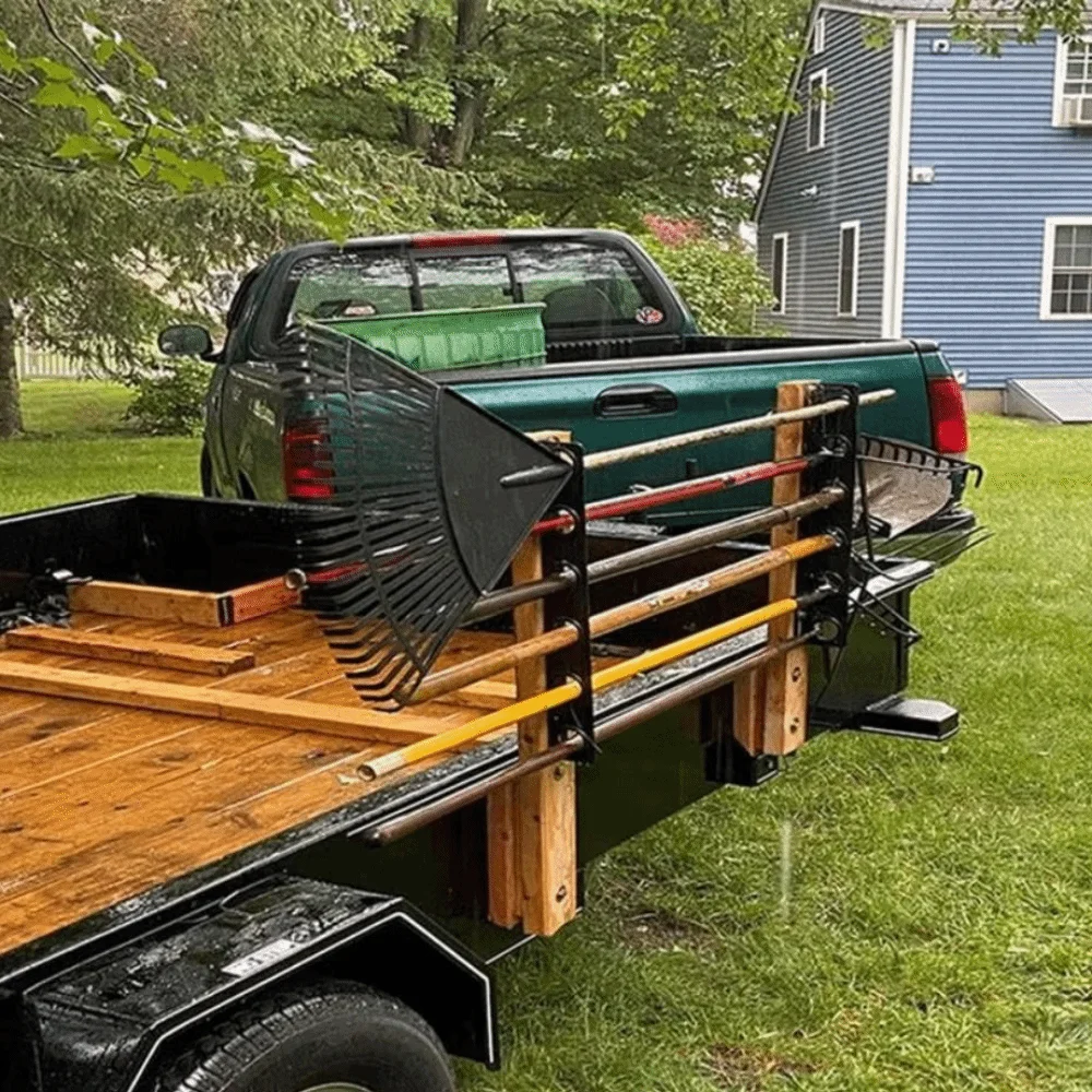 

Durable Construction Tool Rack Easy To Use Easy Install Trailer Rack Heavy Duty 6-Hole Design Landscape Truck Rack