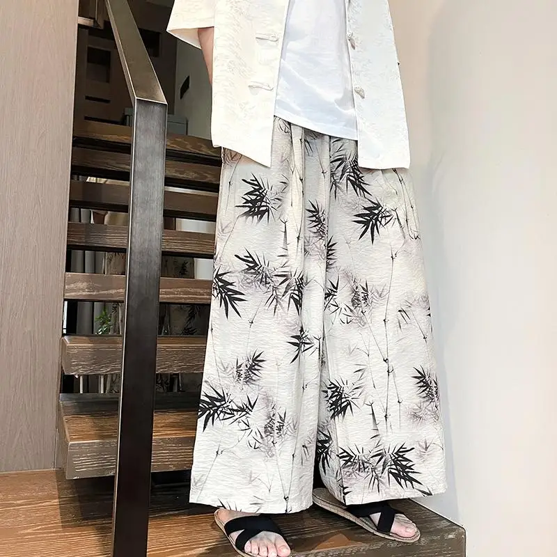 

M-XXXXXL Plus Модные пляжные широкие укороченные брюки, лето 2024, повседневные мужские брюки в стиле бохо, легкие, удобные и стильные