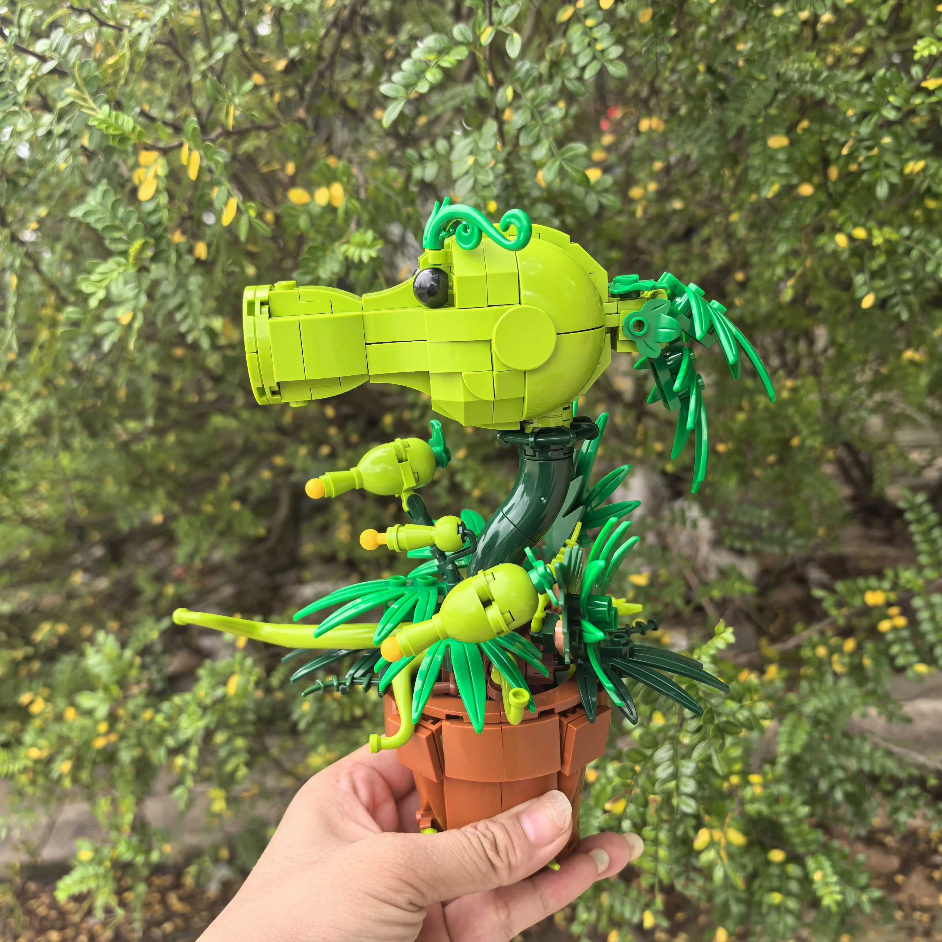 Plantas criativas guerras jogo personagem ervilha atirador blocos de construção bonsai modelo planta vaso montar tijolos brinquedo presente para criança adulto