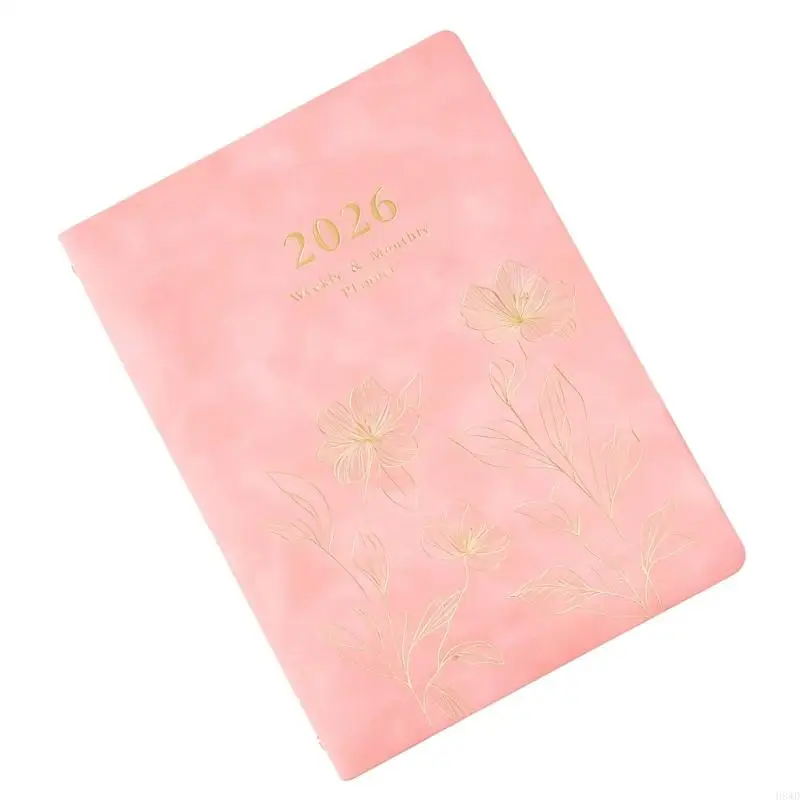 مخطط أسبوعي 2026 مع صفحات مؤرخة وغطاء جلدي مكون من 6 حلقات قابلة لإعادة الملء 2026 مخطط أكاديمي للجدولة H8WD