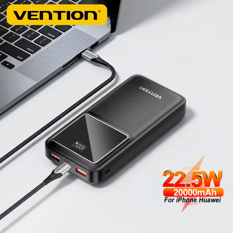 Vention 22.5W Power Bank 20000mAh Fast Charging PowerBanks 10000mAh Portable Charger Spare Battery for iPhone 15 Pro Max Xiaomi