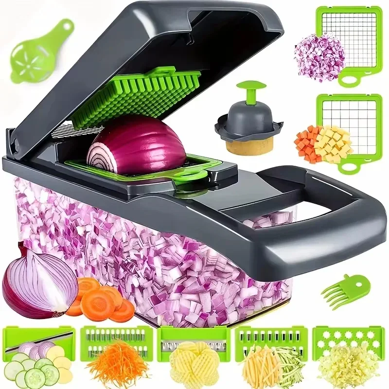 Picadora de verduras multifuncional 14/16 en 1, trituradora con cesta, rebanadora de frutas, trituradora de patatas, trituradora de zanahorias, Gadgets de molienda