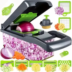 Hot 14/16 in 1 Multifunctional Vegetable Chopper Slicer Shredder with Basket Fruit Slicer Potato Shredder Carrot Grind Gadgets