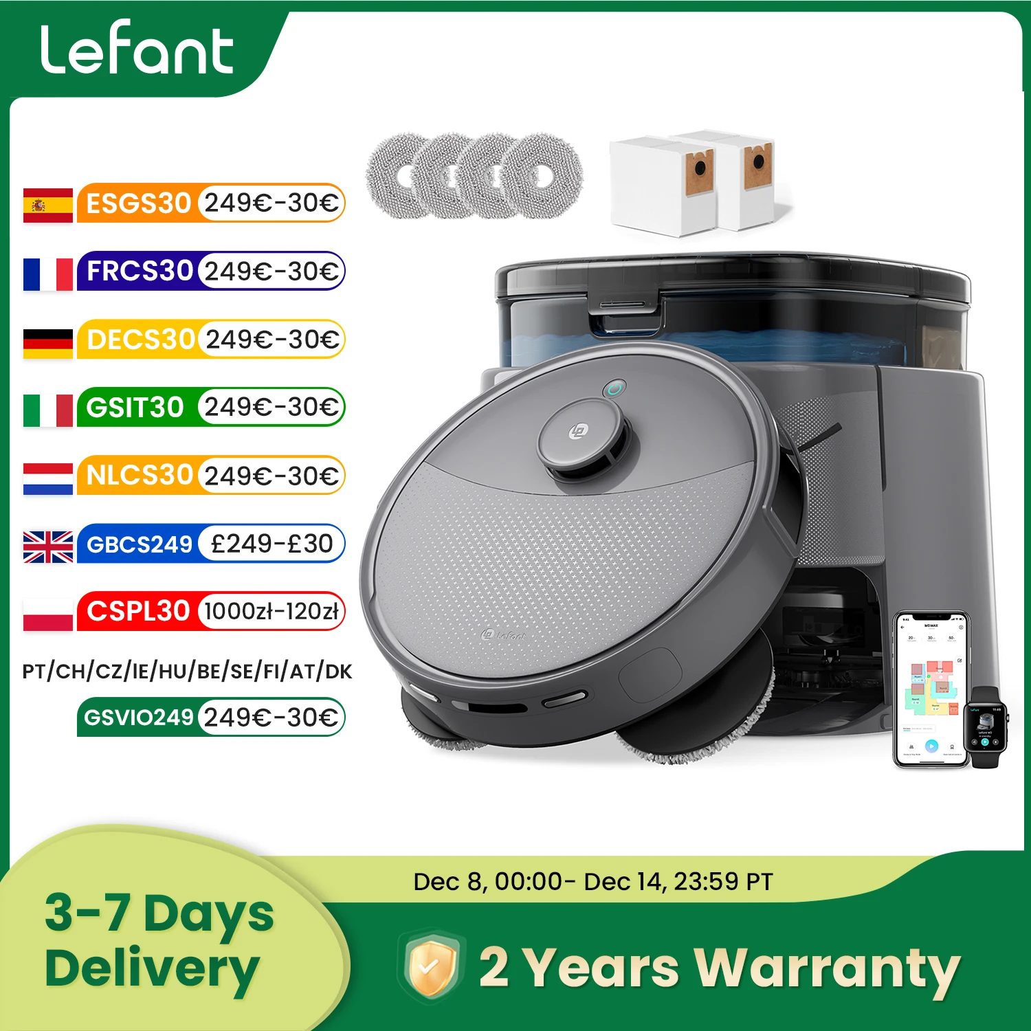 Lefant M3 Max Robot Vacuum Cleaner with Sweeping Function, 20000 Pa, LiDAR Navigation,  Ideal for Pet Hair, Human Hair, and Dust