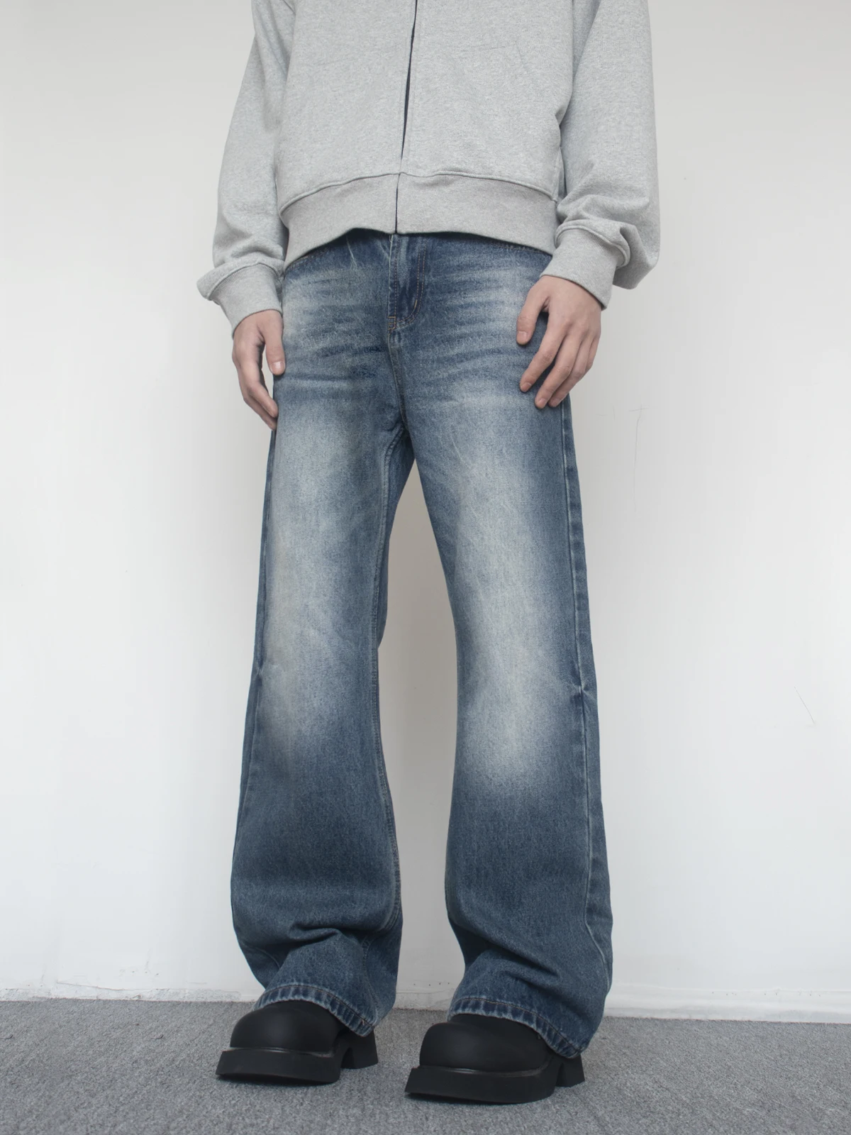 التخسيس عالية الخصر مستقيم الساق الجينز الأزرق الرجال النساء ريترو Waed بناطيل كاجوال XINU الأمريكية Sle الجينز مزيج القطن