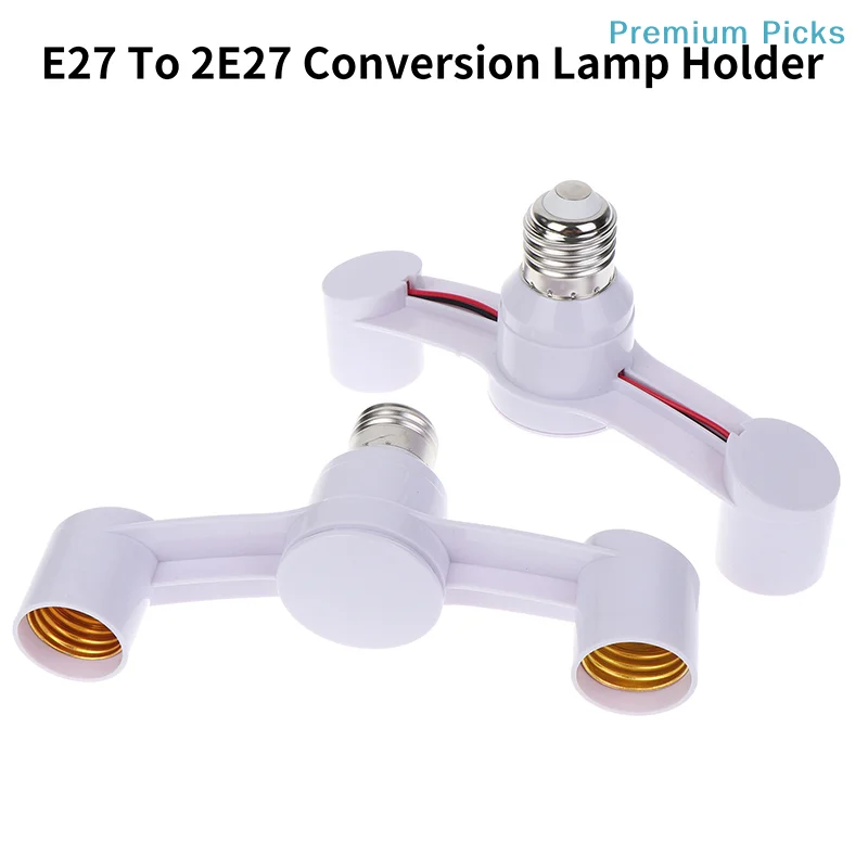 portable1Pc/2Pcs Universal E27 to Dual E27 Lamp Converter 85-285V Heat Resistant Light Holder for Ceiling Lighting Modification