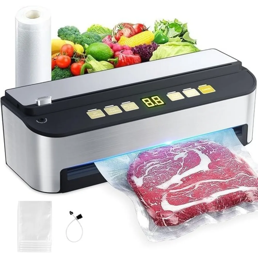 Vacuum Sealer Machine,Automatic 8-IN-1 Food Sealer with Bags Storage, Build-in Cutter