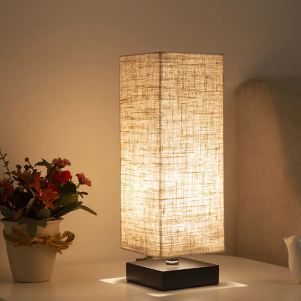 E27 قاعدة سوداء الكتان الظل الجدول مصباح لغرفة النوم غرفة المعيشة مكتب غير المبهر ضوء النسيج عاكس الضوء ديكور المنزل #2