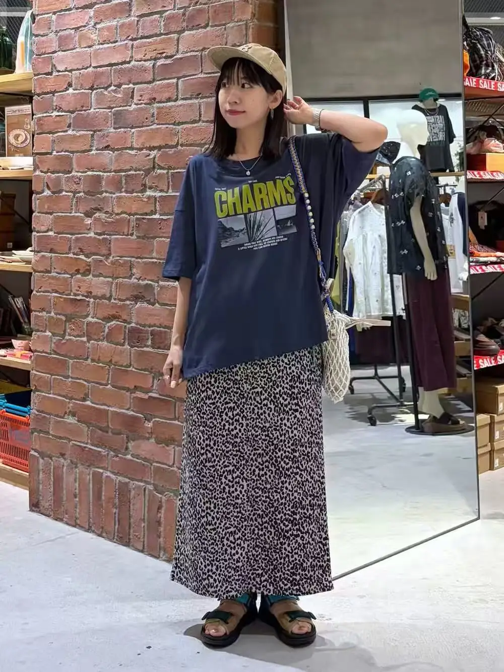 High Waist Midi Skirt with Back Split Pleated Straight Cut High Waist Half Body Skirt with Leopard Print And Cashew Flower De...