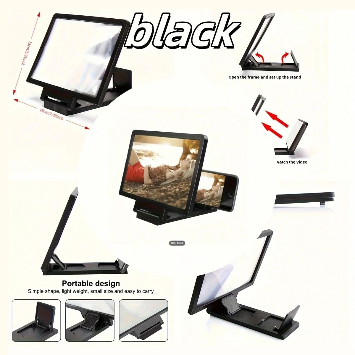 3D Mobile Screen Amplifier - Dual Screen HD Amplifier, Suitable for Smartphones/Tablets, Can Watch Videos and Live Streams