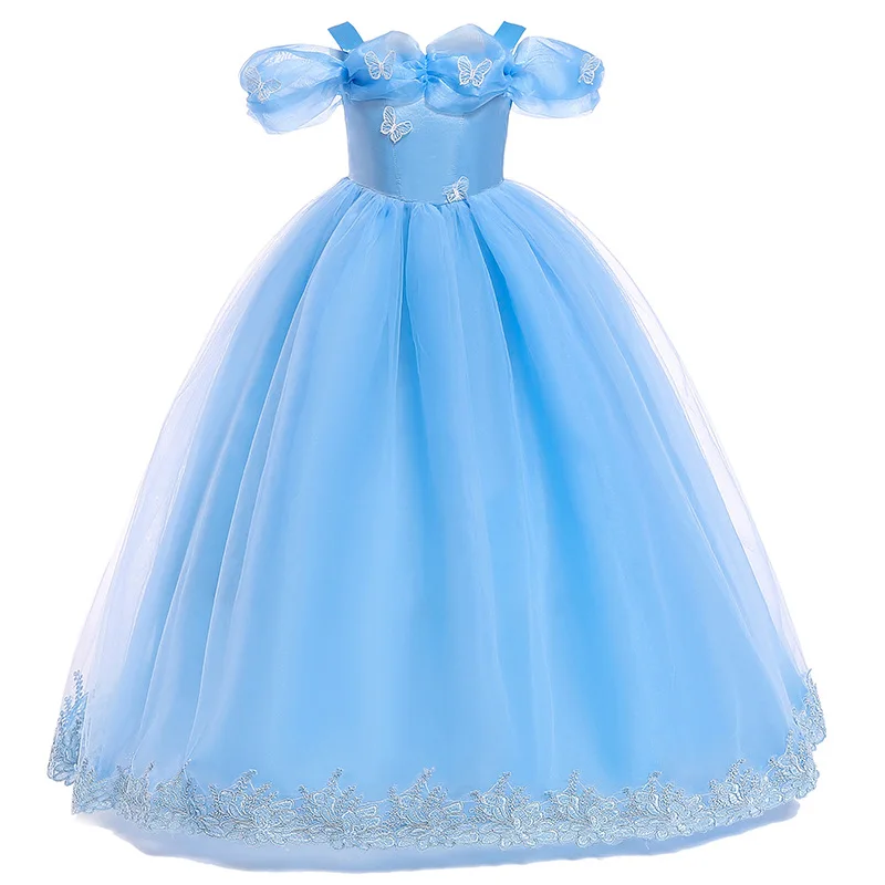 Halloween Cosplay Fairy Tale Princess Girl Butterfly Puff Sleeve Mesh Dress For Birthday Party Performance Carnival Party Outfit