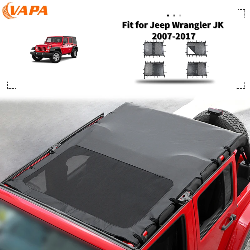 

Sunshade Mesh Top Roof Leather Sunblock Mesh Heat Shield Mesh for Jeep Wrangler JK 2007-2017 4-Door Exterior Accessories