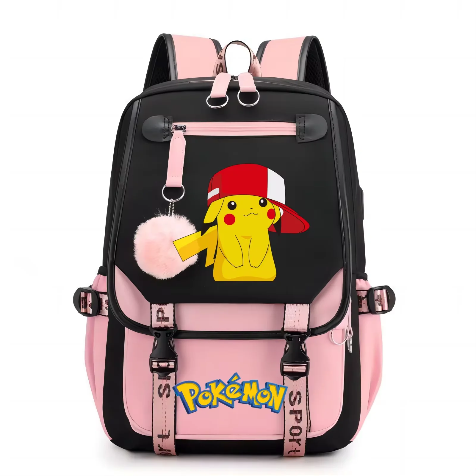 Plecak Pokemon Pikachu torby szkolne z kulką włosów Port USB torba studencka na książki moda wysokiej jakości szkolne artykuły papiernicze dla