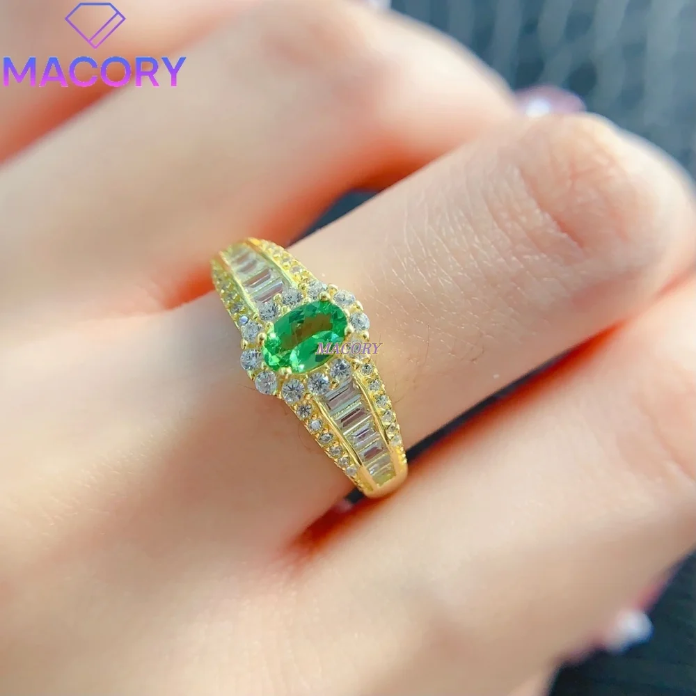 New natural Tsavorite ring S925 sterling silver simple and elegant design dazzling and eye-catching Valentine's Day gift