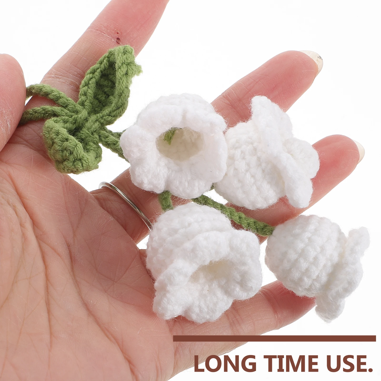 

Lily of The Valley Keychain Crochet Ornament Knitted Flower Pendant Decorative Charm Bag Phone 10 Colors Lightweight Handmade