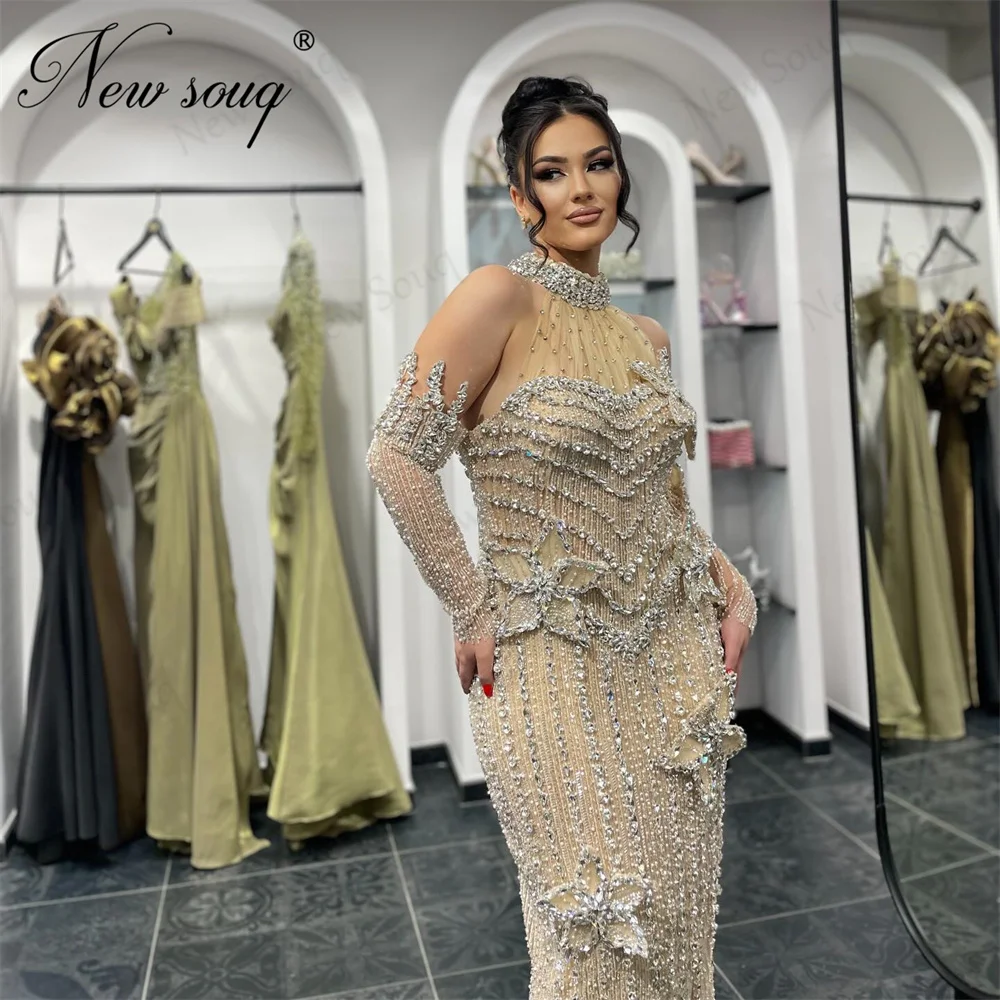 

Sparkly Champagne Beading Party Dresses For Weddings Robes De Soiree Women Evening Dress Birthday Reception Gowns Customized