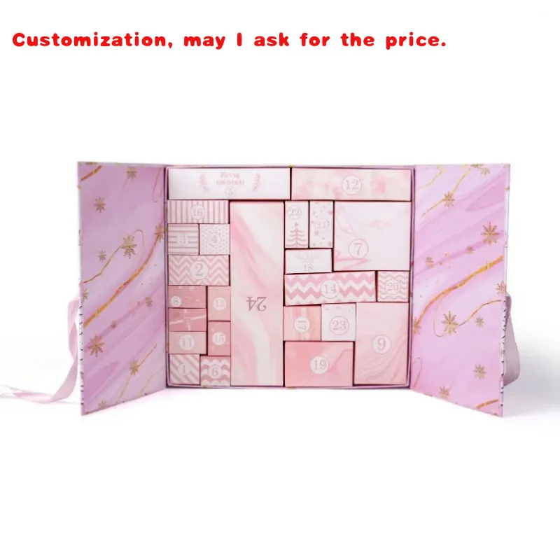 

на заказ. Индивидуальная роскошная розовая коробка для календаря с обратным отсчетом, упаковочная коробка Eve