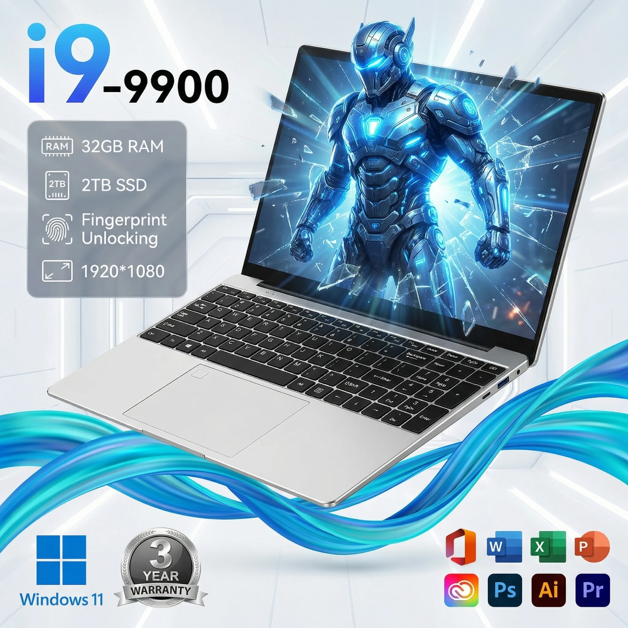 Gorący laptop 15,6 cala 32GB 2TB Windows 11 Intel Core i9 9900 Komputer do gier PC 1920*1080 HD Dla graczy i do biura Ultracienki notebook