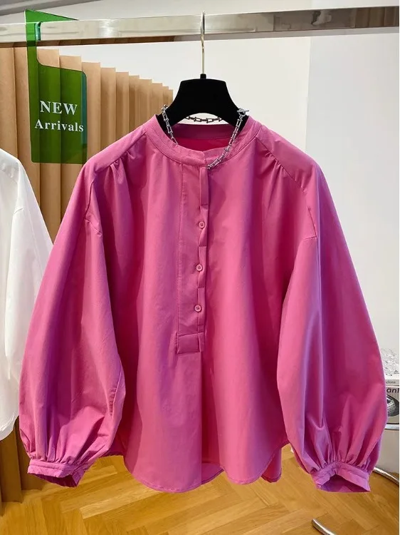 

Элегантная женская модная блузка с рукавами-фонариками, свободного кроя, простого дизайна, весна 2026