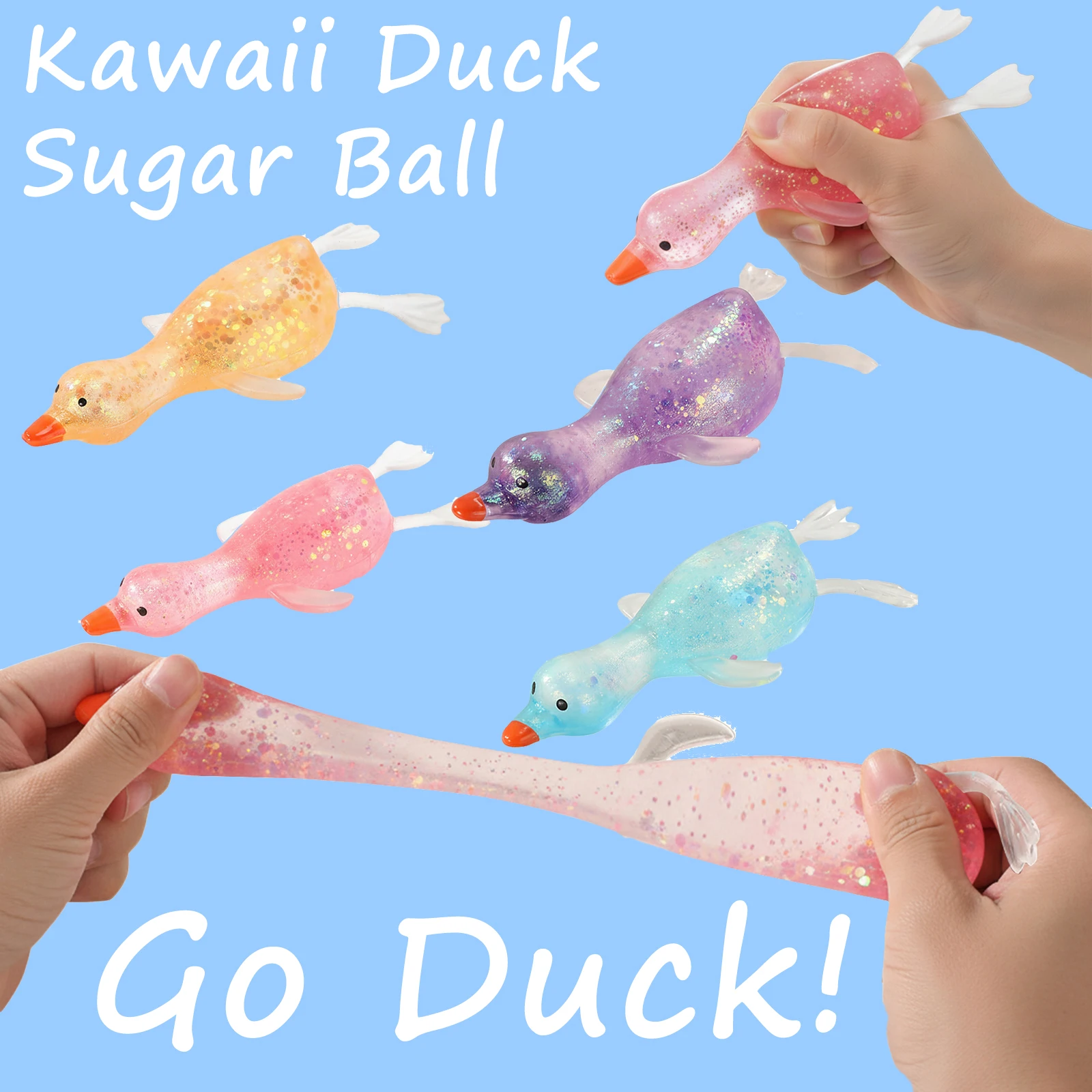 

Мягкая игрушка-антистресс Kawaii Duck Sugar Ball: медленно восстанавливающая форму, милая утка, сенсорная игрушка, сжимаемый шарик-утка для взрослых, для вечеринок