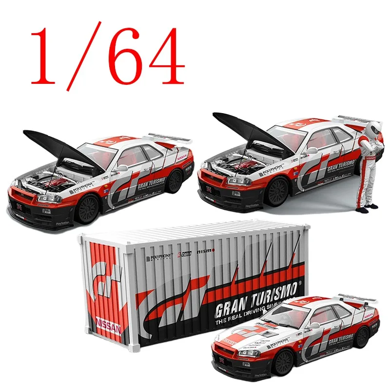 

COOL ART Литая под давлением модель автомобиля из сплава GT-R в масштабе 1/64 GT-R R34, гоночный автомобиль с подарком, оригинальная коробка игрушечных машин