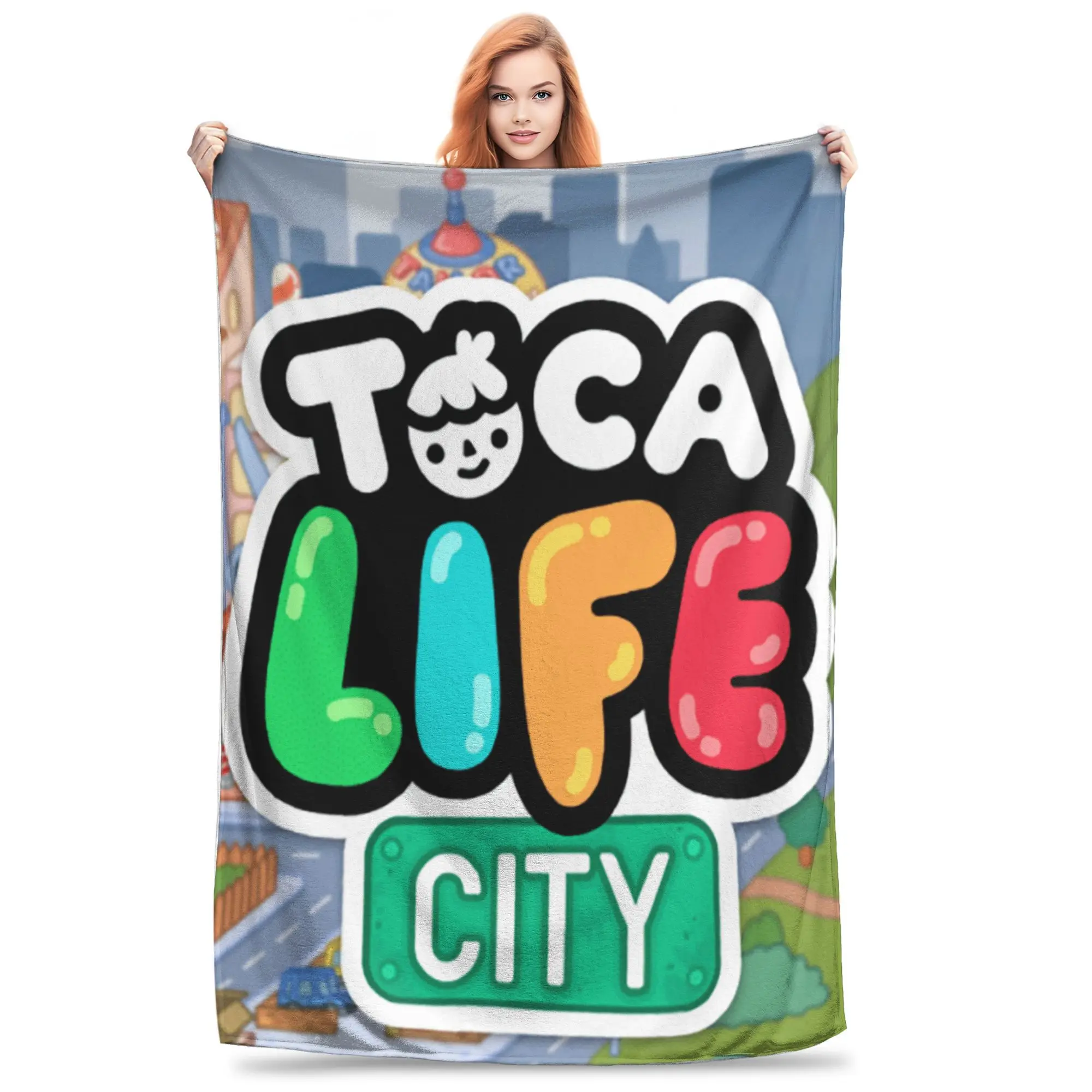 Toca Life Box Toca Boca Cute Game Blanket Soft Warm Flannel Throw Blanket Cover for Bed Living room Picnic Travel Home Sofa