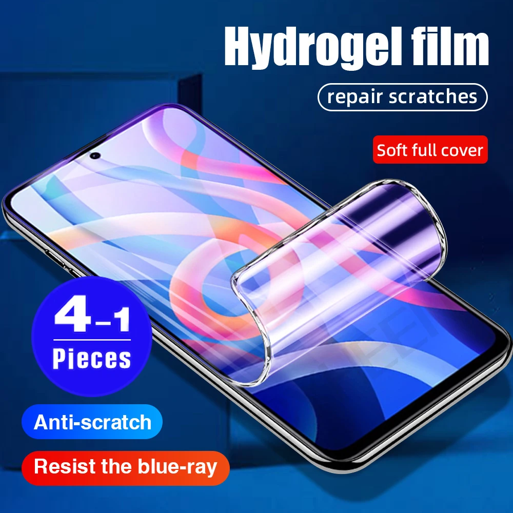 1-4Pcs screen protector For redmi note 10 9 pro max 11 11T 10S 9S 8 8T 7 pro plus 7S hydrogel film soft full cover Not Glass