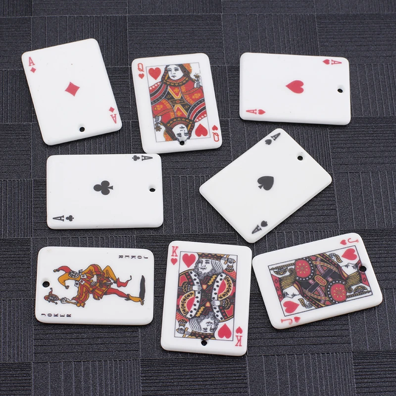 8pcs Poker Cards Charms Jack Queen King Ace Joker Acrylic Pendants for Earring Necklace Keychain Diy Jewelry Making Accessories