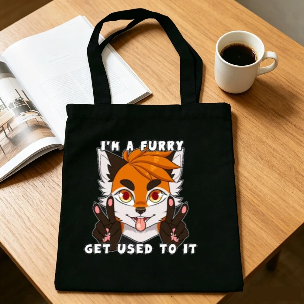 Bolsa de tela con pelo, plegable, para llevar al hombro, estilo shopper, Y2K, para mujer.