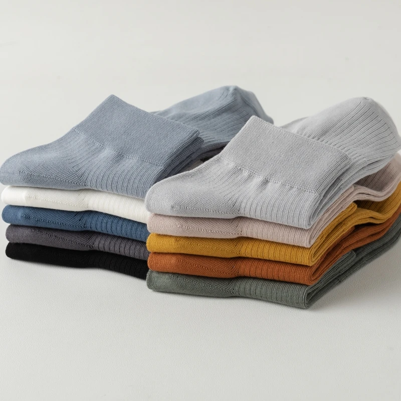 Chaussettes de rinçage en bambou pour hommes, haute qualité, chaussettes de sport à la mode, chaussettes décontractées respirantes pour documents solides, 5 paires