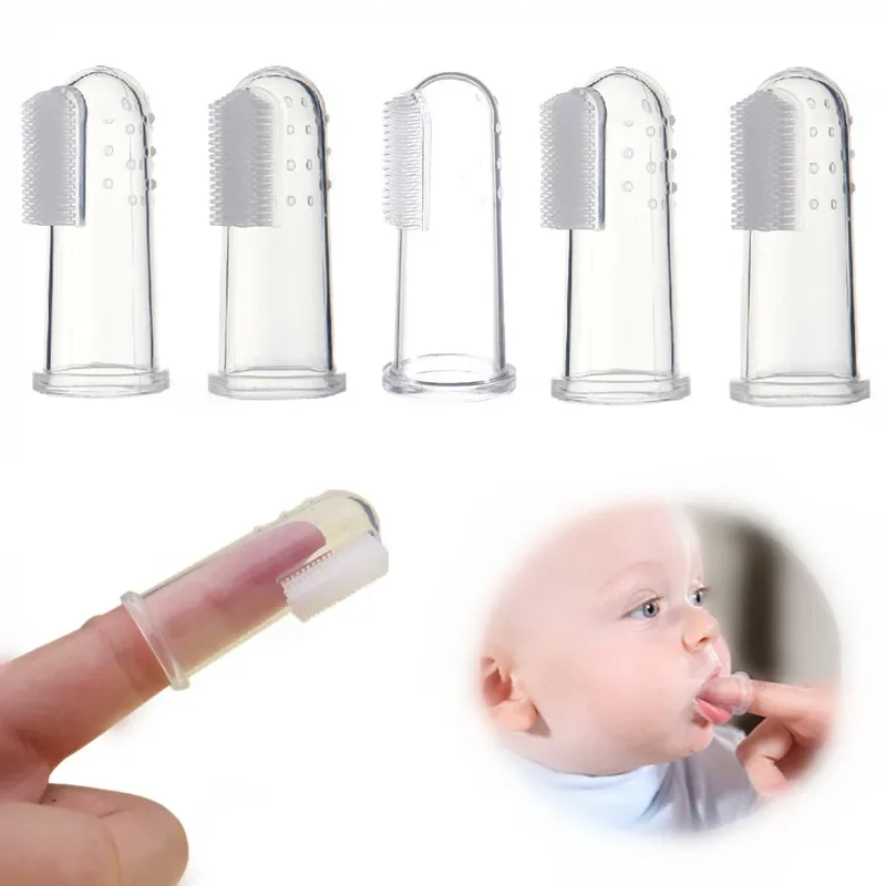 Baby Soft Bristle Toothbrush Silicone Tongue Brush Infant Toddler Oral Care Toothbrush Training Teeth Brush with Cover BPA Free