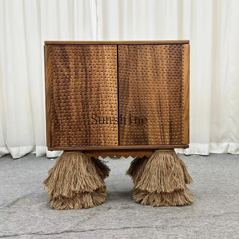 

Medieval carved art solid wood dining side living room with quiet wind against the wall locker