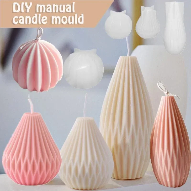 4 Types DIY 3D Pear Shaped Aromatic Candle Mold  Geometry Soap Gypsum Resin Mold Multi Specification Cake Mold Home Decoration