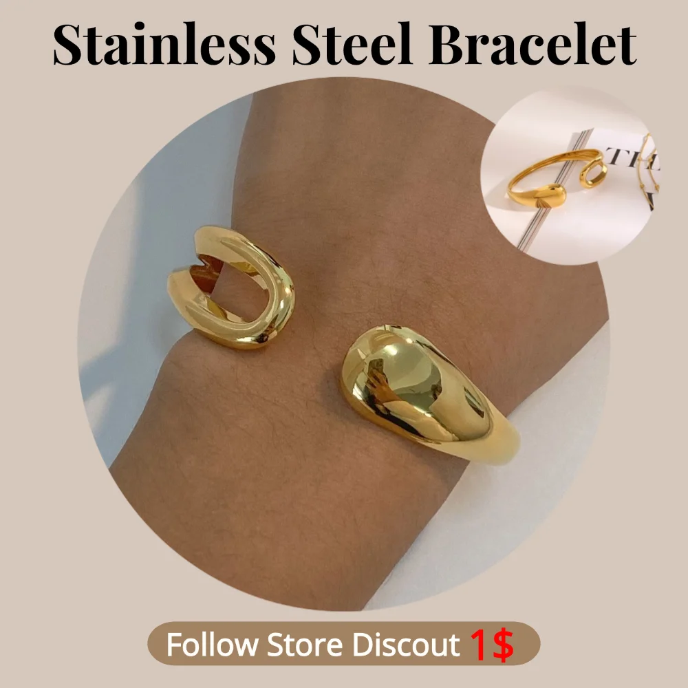 Stainless Steel Bracelet Plated 18k Gold Non Tarnish Waterproof Trendy Fashion Jewelry Bracelet For Women Gift