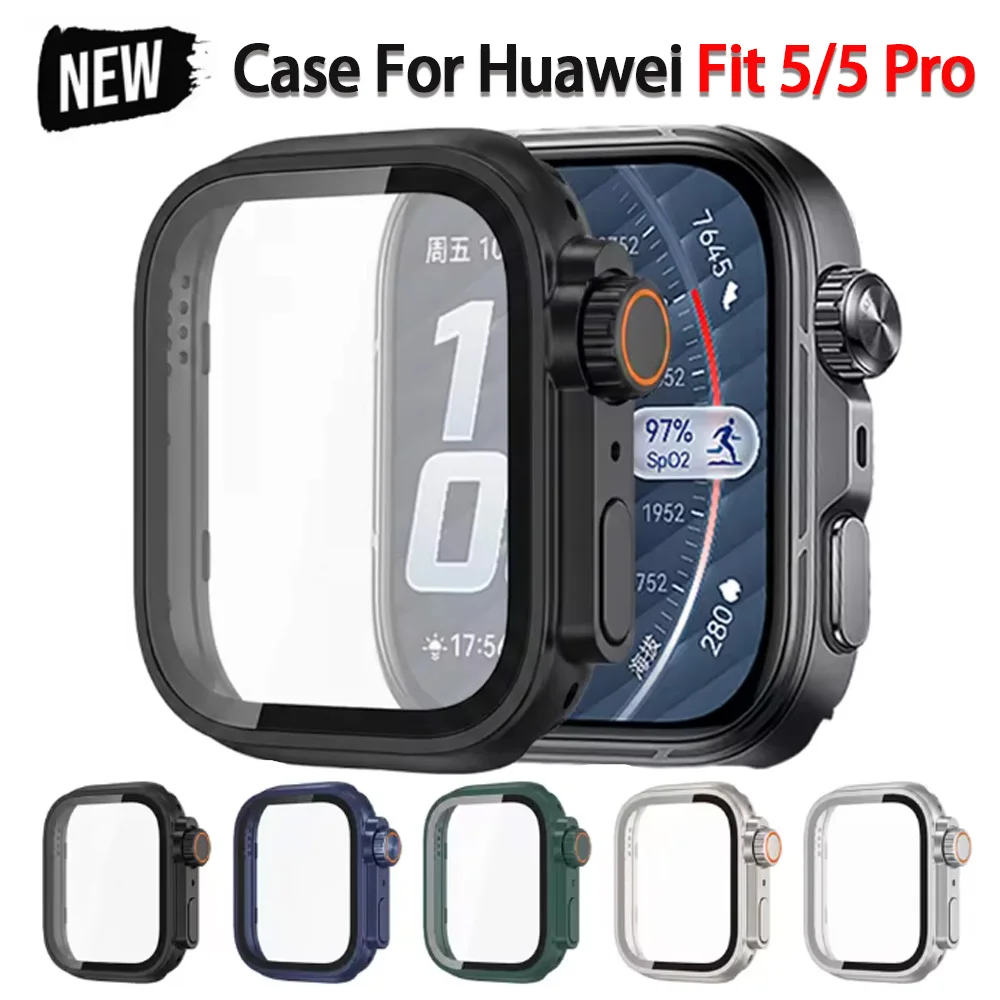 Umrüstung auf Ultra-Gehäuse für Huawei Watch Fit 5/5Pro Gehärtetes Glas Schutzhüllen Displayschutz für Huawei Fit5 5 Pro Upgrade auf Ultra