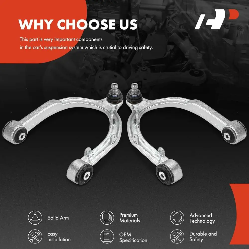 2 x Front Upper Control Arm, with Ball Joint & Bushing, Compatible with Tesla Model 3 2017-2022, Model Y 2020-2022