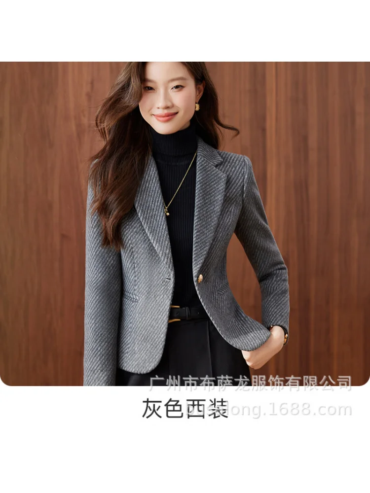 2025New بدلة على الموضة أنيقة المرأة عادية كم طويل سترة المهنية المرأة الرسمية سترة واحدة Workwear8683