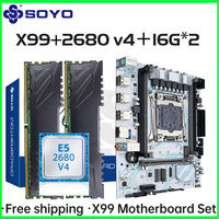 SOYO X99 Motherboard Kit LGA 2011-3 with E5 2680 V4 CPU 32G=2*16G DDR4 REG ECC Memory M.2 NAME Computer components