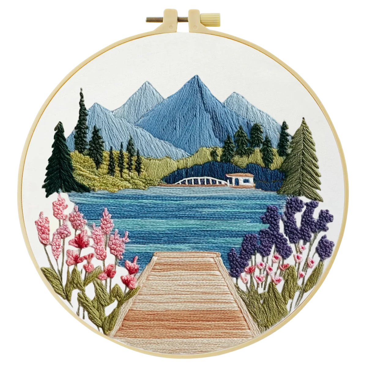 1 Stück 20X20CM/15X15CM 7,87/6,3 Zoll Lake Stickerei Starter-Kit DIY-Kit DIY-Stickerei-Set Handarbeiten Malerei Nadelkunst – Detail 3