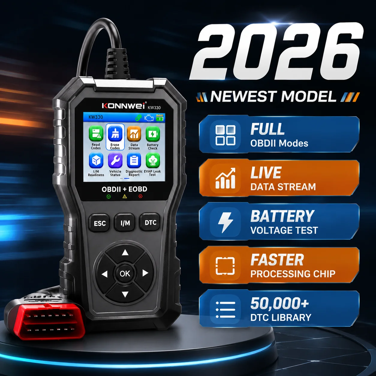konnwei-kw330-obd2スキャナー診断ツール-コードリーダー-全obd2車両対応-1996年以降-28インチtftスクリーン-バッテリーテスト-ライブデータ