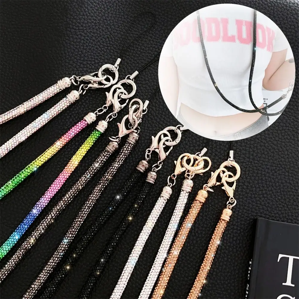 

Luxury Crystal Rhinestone Phone Lanyard Bright Bling Bling Crossbody Strap Keychain Phone Anti-lost Rope Phone Accessories