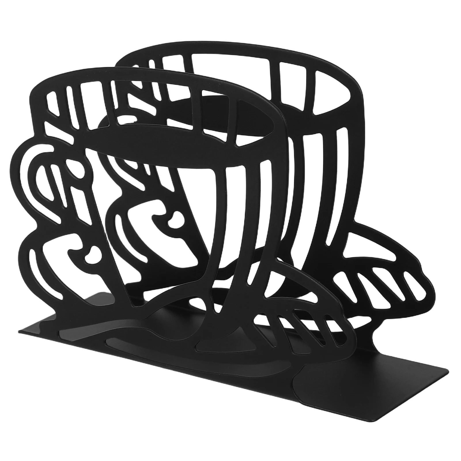 

Stylish Coffee Cup Shaped Napkin Holder Black Metal Serviette Stand for Table Home Cafe Restaurant Party Decor