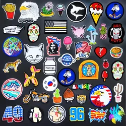 French Fries Mushroom Motorcycle DIY Iron on Patches for Clothing Embroidered Sewing Applique