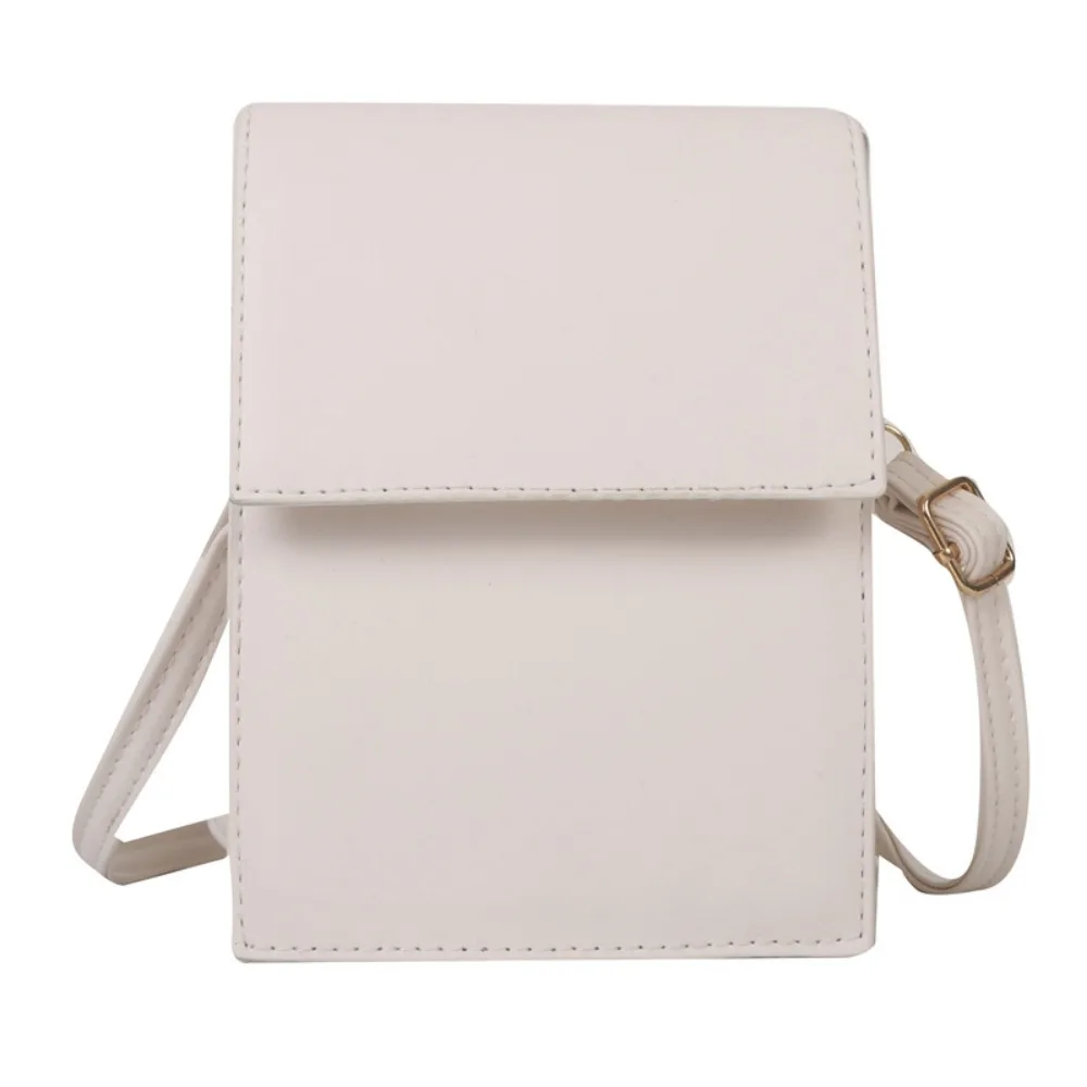 

Solid Color PU Leather Small Shoulder Bag Portable Simple Mini Phone Bag Purse Large Capacity Ladies Messenger Bag Outdoor