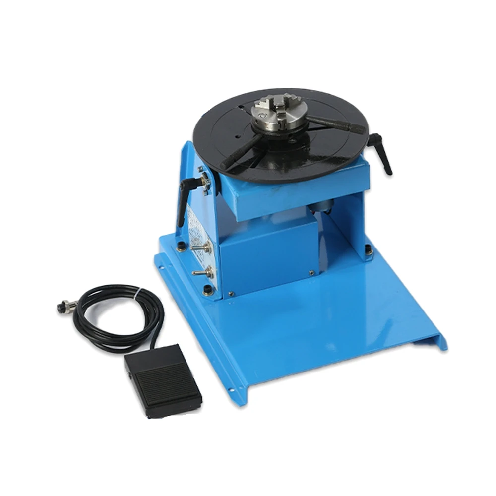 10KG Semi-Automatic Mini Rotary Welding Positioner Turntable Tilte Table 0-90º 65mm 3 Jaw Lathe Chuck