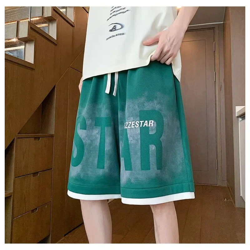 

American Style Trendy Men's Shorts High Street Sports Basketball Shorts Summer Breathable Elastic Waist Shorts Men Clothing New