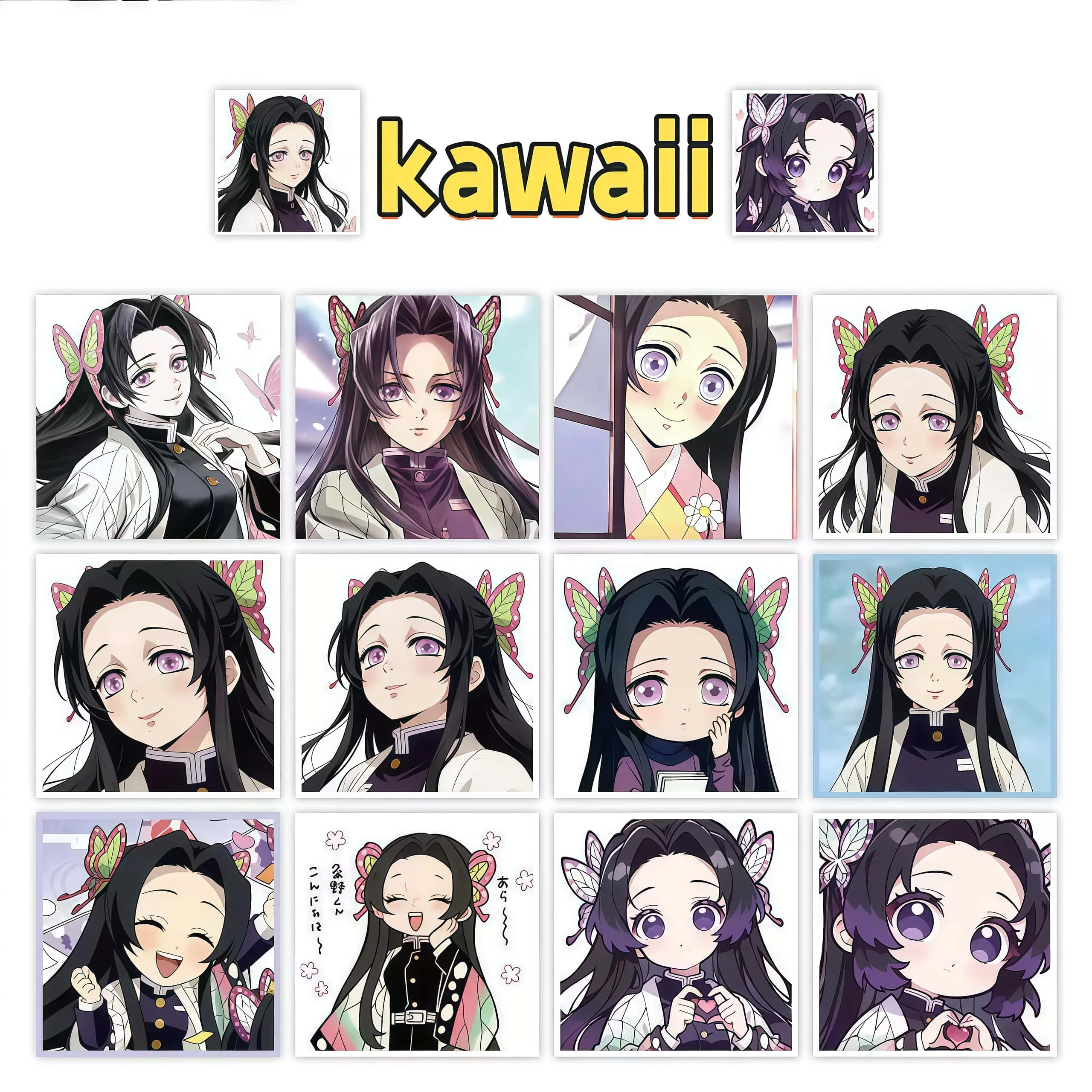 500Pcs Demon Slayer Shinobu Sticker Roll, Chibi Butterfly Anime Character Labels for Packaging Journal Fan Decor
