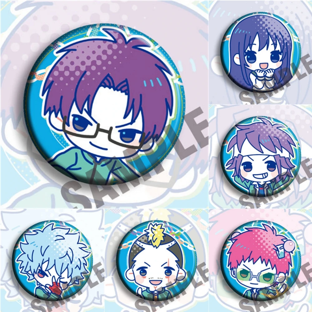 58mm Anime The Disastrous Life of Saiki K. Nendou Riki Hairo Kineshi Cosplay COSTUME Badge Pin SPTE Tinplate Brooch﻿ Prop Gilf