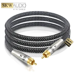 SKW Digital Coaxial SPDIF Audio Cable Silver Plated Copper Conductor RCA Cable Subwoofer Cord 24K Gold Plated Connector, WG-2003
