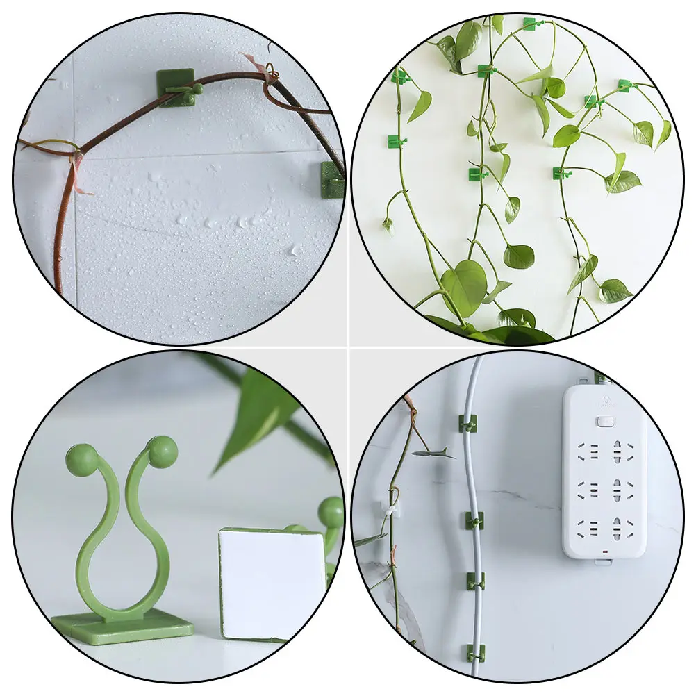 

80pcs Plant Fixing Hooks Self Adhesive Wall Sticky Tools Green Plastic Indoor Vine Organizer High Viscosity Adhesives Plant